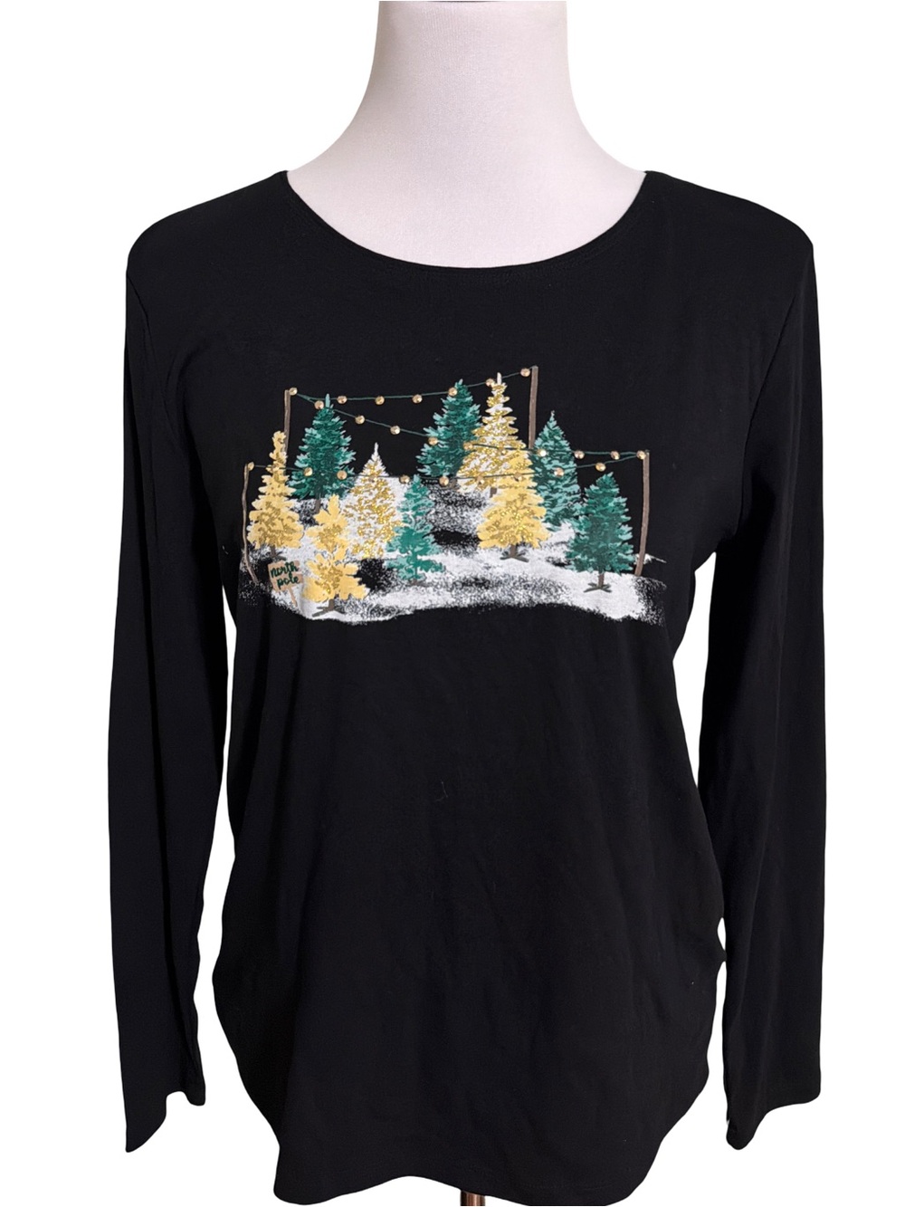 Karen Scott Women's Black Long Sleeve Tee